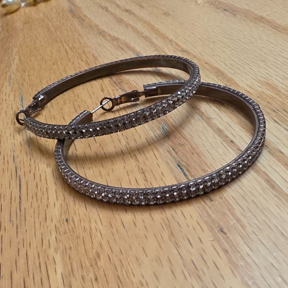 Etsy Silver Toned Oversized Rhinestone Hoops - Picture 15 of 16